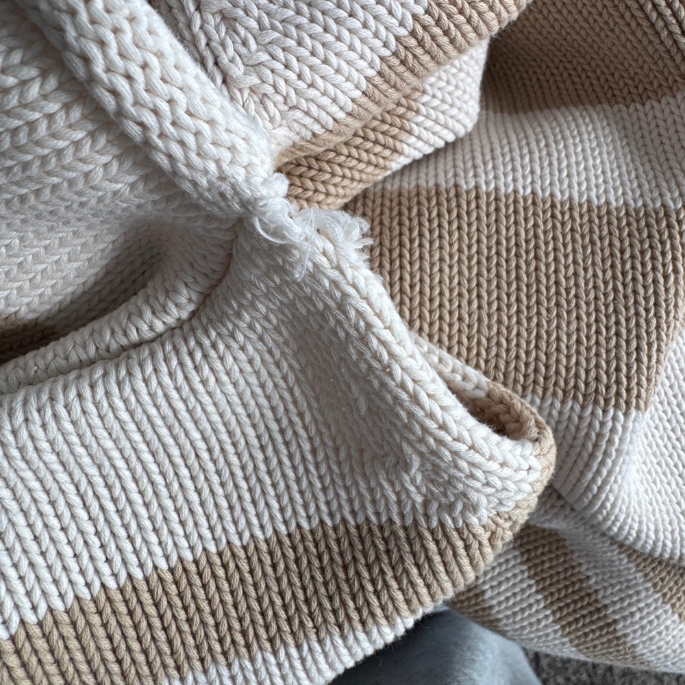 Eddie Bauer Striped White and Tan Sweater - Picture 5 of 5